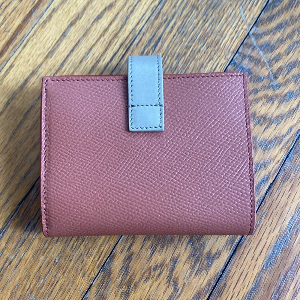 Celine Small Bicolor Strap Grained Leather Wallet